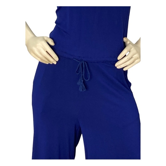 LAUREN RALPH LAUREN Royal Cobalt Blue Off Shoulder Flounce Soft Crop Jumpsuit,XS - Picture 7 of 13